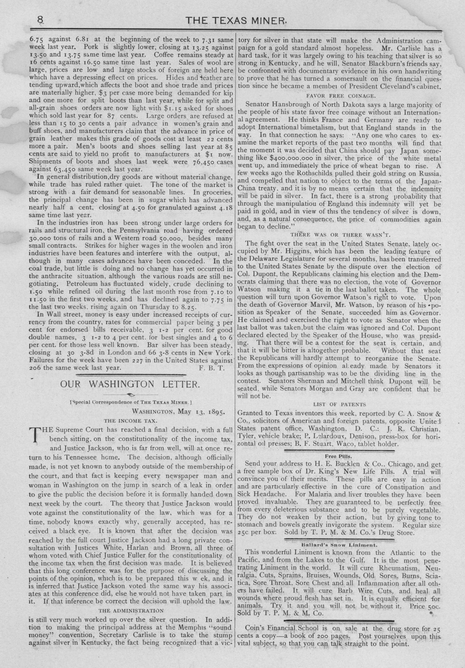 The Texas Miner, Volume 2, Number 18, May 18, 1895
                                                
                                                    8
                                                