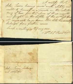 Primary view of object titled '[Discharge of John Lewis from Texas Army]'.