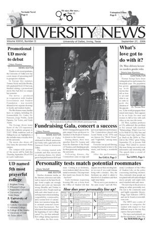 The University News (Irving, Tex.), Vol. 36, No. 2, Ed. 1 Wednesday, September 27, 2006
