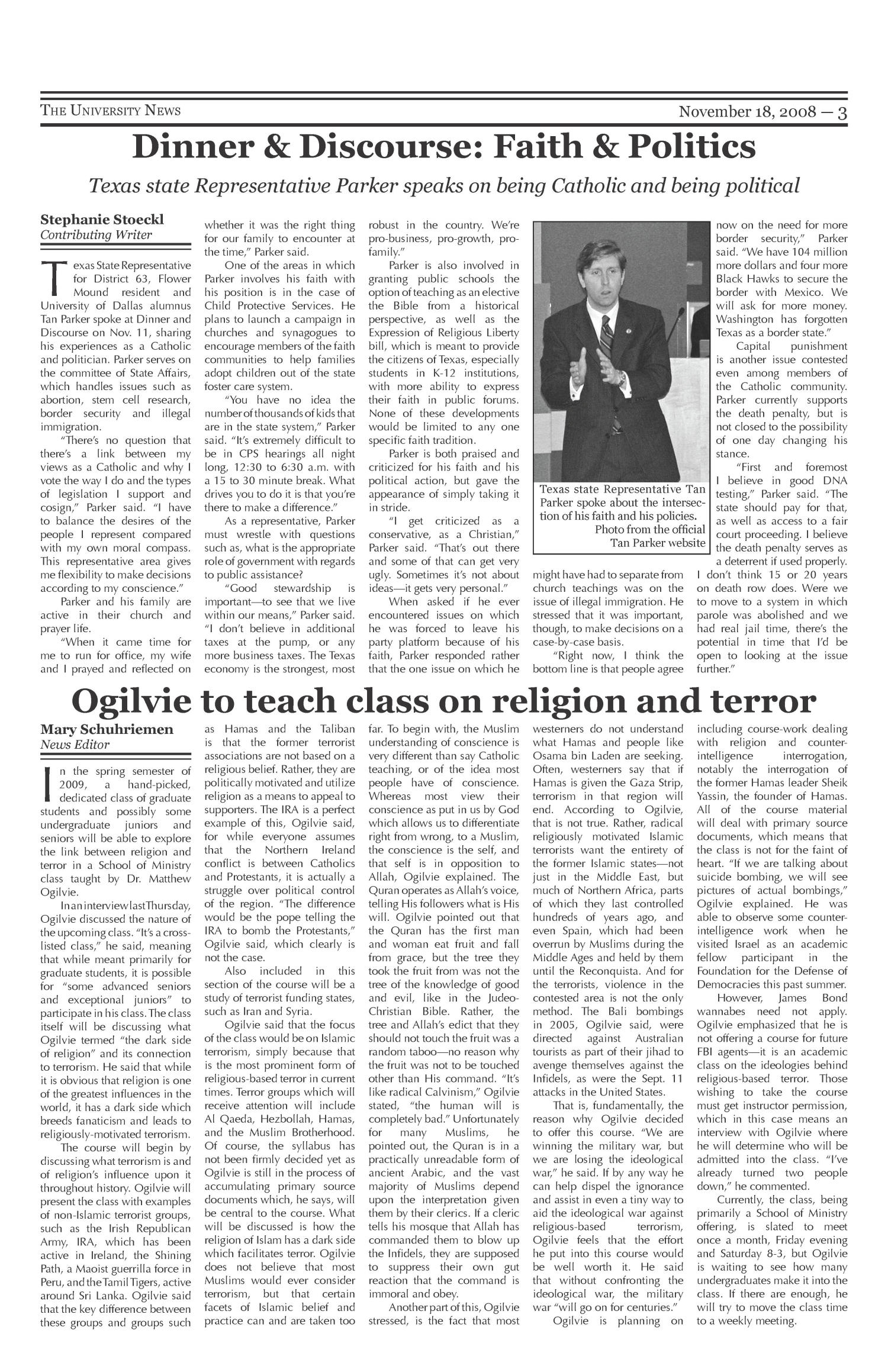 The University News (Irving, Tex.), Vol. 34, No. 10, Ed. 1 Tuesday, November 18, 2008
                                                
                                                    [Sequence #]: 3 of 12
                                                