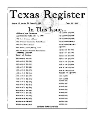 Primary view of object titled 'Texas Register, Volume 15, Number 58, Pages 4411-4469, August 3, 1990'.