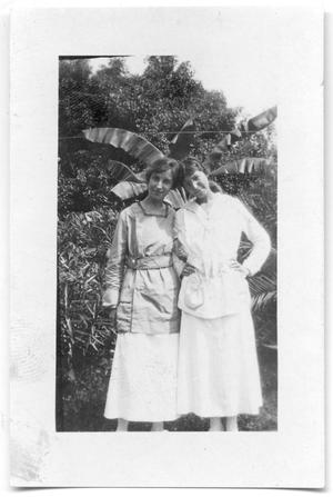 [Edith and Amelia Carr Posing Outside]