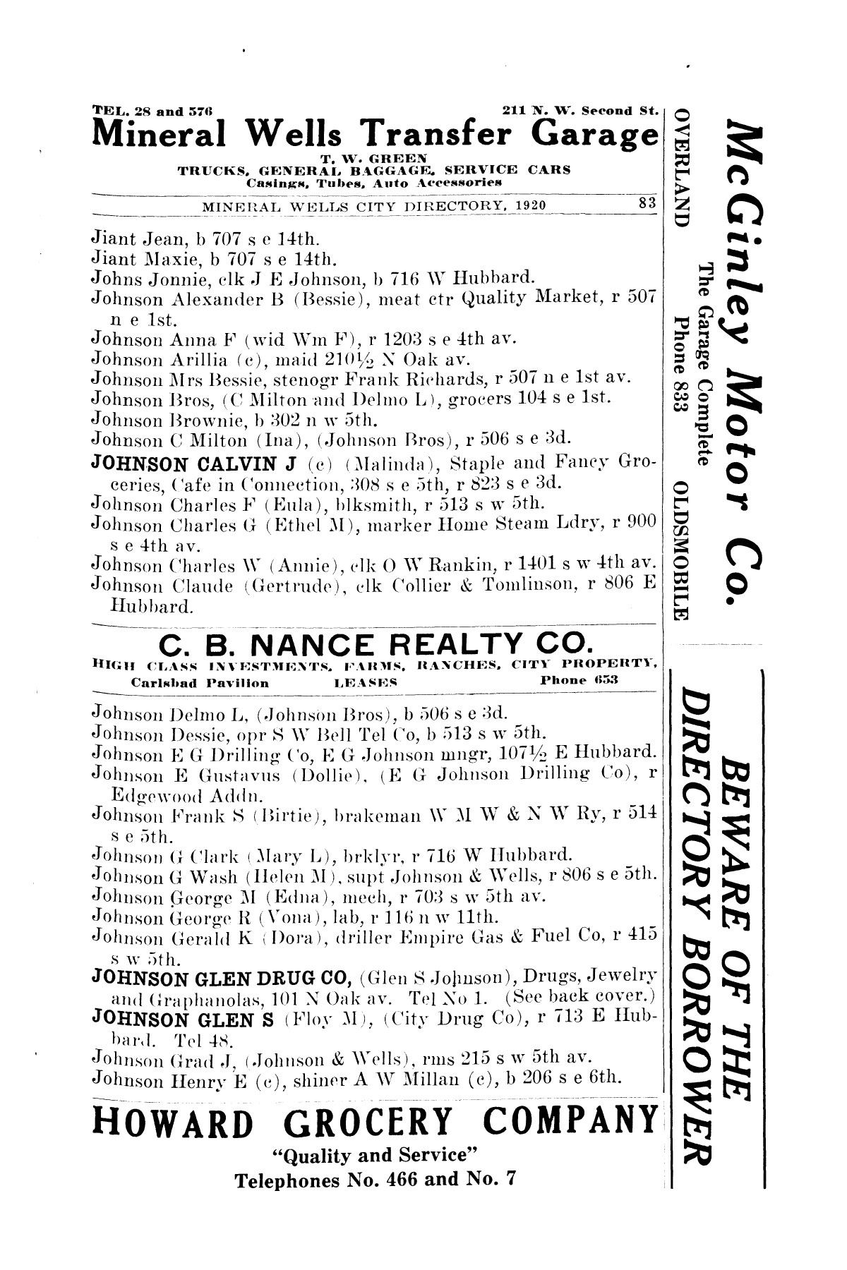[R.L. Polk & Co.'s Mineral Wells City Directory, 1920]
                                                
                                                    [Sequence #]: 84 of 232
                                                