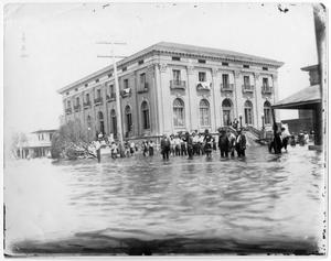 Primary view of object titled '[People Standing in Flood Waters]'.