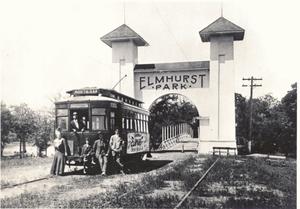 Primary view of object titled '[A Photograph of the Street Car to Elmhurst Park]'.
