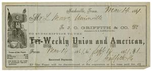Primary view of [Reciept  for the Weekly Union and American, 1861]