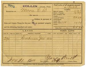 Primary view of object titled '[Receipt for taxes paid, November 21, 1900]'.