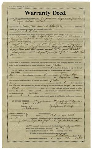 Primary view of object titled '[Warranty Deed, April 23, 1910]'.