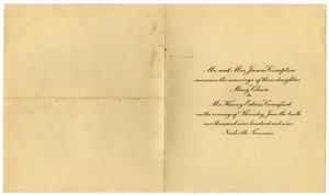 Primary view of object titled '[Wedding announcement for Mary Clara Compton and Harvey Edwin Crawford, June 10, 1909]'.