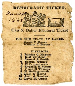 Primary view of object titled '[Democratic ticket, 1848]'.