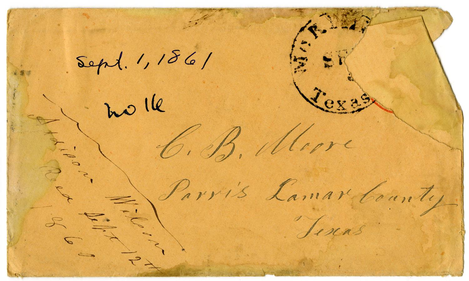 [Letter from Addison Wilson to Charles B. Moore, September 1, 1861]
                                                
                                                    [Sequence #]: 3 of 4
                                                