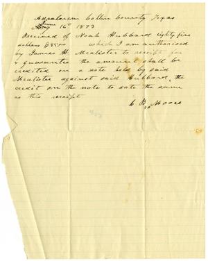 Primary view of object titled '[Receipt from Charles B. Moore, June 16, 1873]'.