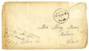 Primary view of object titled '[Envelope from Dinkie McGee for Mary Moore, March 1, 1879]'.
