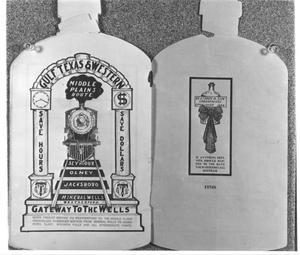 Primary view of object titled '[A Bottle-Shaped Advertisement ]'.