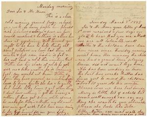 Primary view of object titled '[Letter from Matilda Dodd and Dinkie McGee to Mary and Charles B. Moore, March 8, 1885]'.