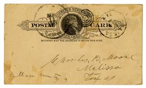 Primary view of object titled '[Postcard from William Dodd to the Moore Family, September 11, 1888]'.