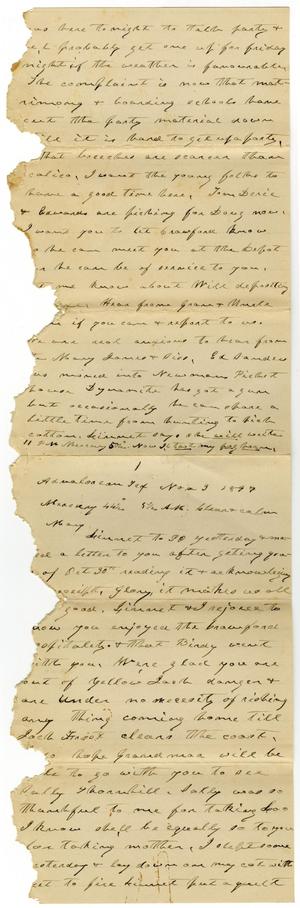 Primary view of object titled '[Letter from Charles B. Moore to Mary Moore, November 3 - 4, 1897]'.