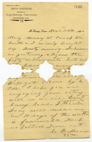 Primary view of [Letter from Charles B. Moore to Mary Moore, November 5, 1897]