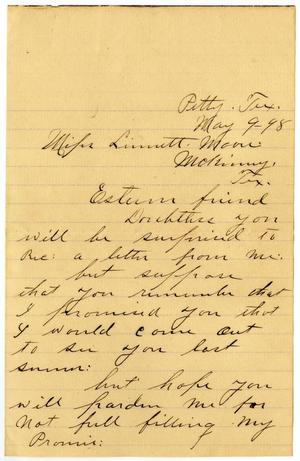 Primary view of object titled '[Letter from M. C. Vanter to Linnet Moore, May 9, 1898]'.