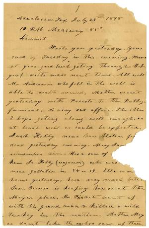 Primary view of object titled '[Letter from Charles B. Moore to Linnet Moore, July 29-30, 1898]'.