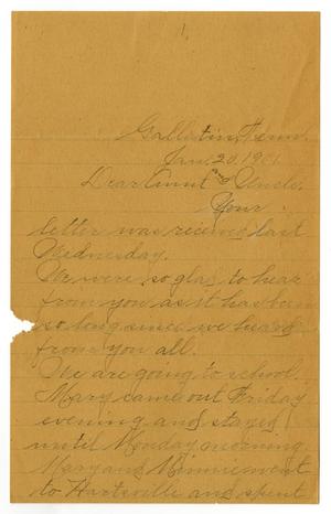 Primary view of object titled '[Letters from Bessie Franklin and Bettie Franklin to the Moore family, January 20-22, 1901]'.