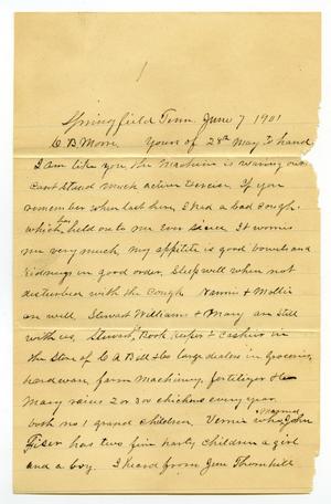 Primary view of object titled '[Letter from John Stewart to C. B. Moore, June 7,1901]'.