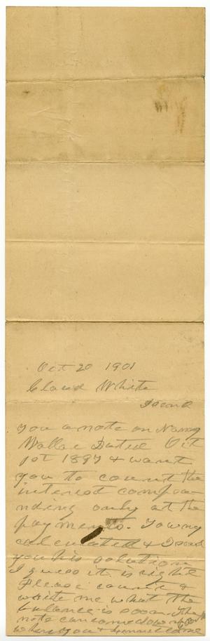 Primary view of object titled '[Letter from Charles B. Moore to Claude D. White, October 20, 1901]'.
