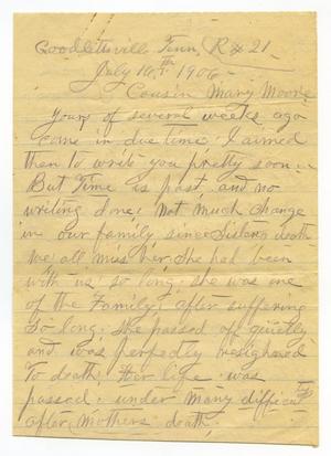 Primary view of object titled '[Letter from Sally Thornhill to Mary Moore, July 16, 1906]'.