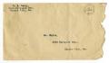 Thumbnail image of item number 1 in: '[Envelope for Mr. Claude White, June, 1912]'.