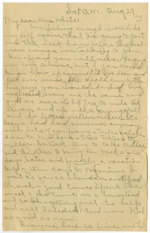 Primary view of object titled '[Letter from Cora Robertson to Linnet White, August 29, 1914]'.