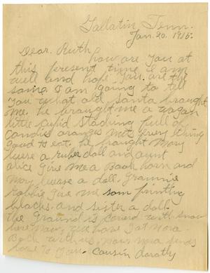 Primary view of object titled '[Letter from Dorothy and Banky Bay to Ruth White, January 20, 1916]'.