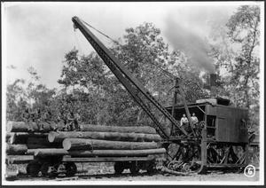 Primary view of object titled '[McGiffert Log Loader with Crew sitting on Logs]'.