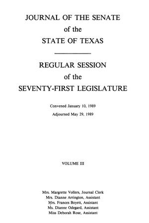 Journal of the Senate of the State of Texas, Regular Session of the Seventy-First Legislature, Volume 3