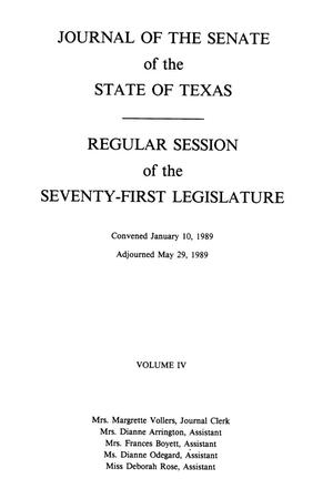 Primary view of object titled 'Journal of the Senate of the State of Texas, Regular Session of the Seventy-First Legislature, Volume 4'.
