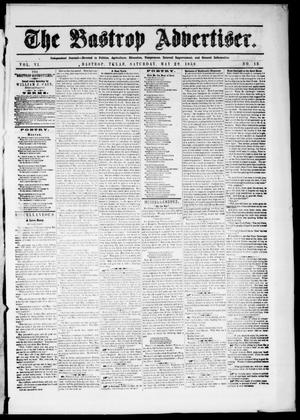 Primary view of object titled 'The Bastrop Advertiser (Bastrop, Tex.), Vol. 6, No. 13, Ed. 1 Saturday, May 29, 1858'.