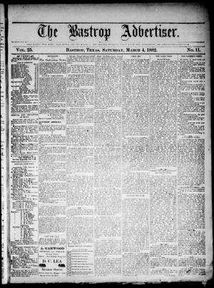 The Bastrop Advertiser (Bastrop, Tex.), Vol. 25, No. 11, Ed. 1 Saturday, March 4, 1882