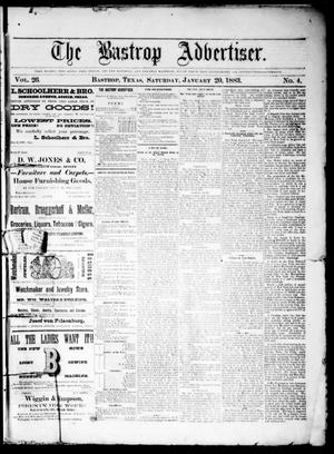 Primary view of object titled 'The Bastrop Advertiser (Bastrop, Tex.), Vol. 26, No. 4, Ed. 1 Saturday, January 20, 1883'.