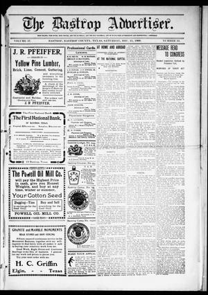 The Bastrop Advertiser (Bastrop, Tex.), Vol. 57, No. 35, Ed. 1 Saturday, December 11, 1909
