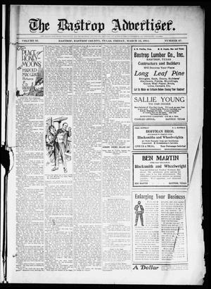 Primary view of object titled 'The Bastrop Advertiser (Bastrop, Tex.), Vol. 62, No. 47, Ed. 1 Friday, March 12, 1915'.