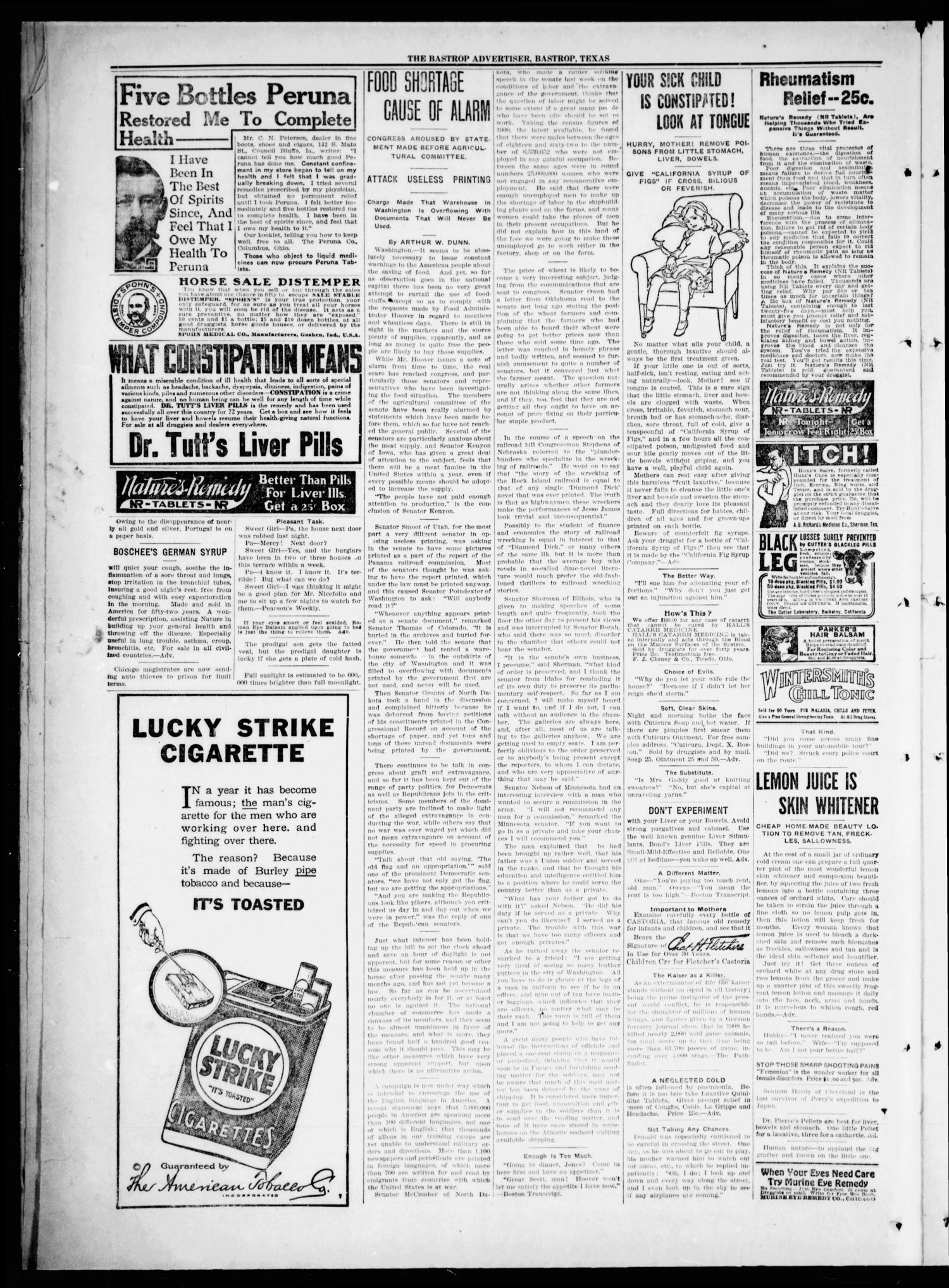 The Bastrop Advertiser (Bastrop, Tex.), Vol. 65, No. 40, Ed. 1 Friday, March 22, 1918
                                                
                                                    [Sequence #]: 4 of 8
                                                