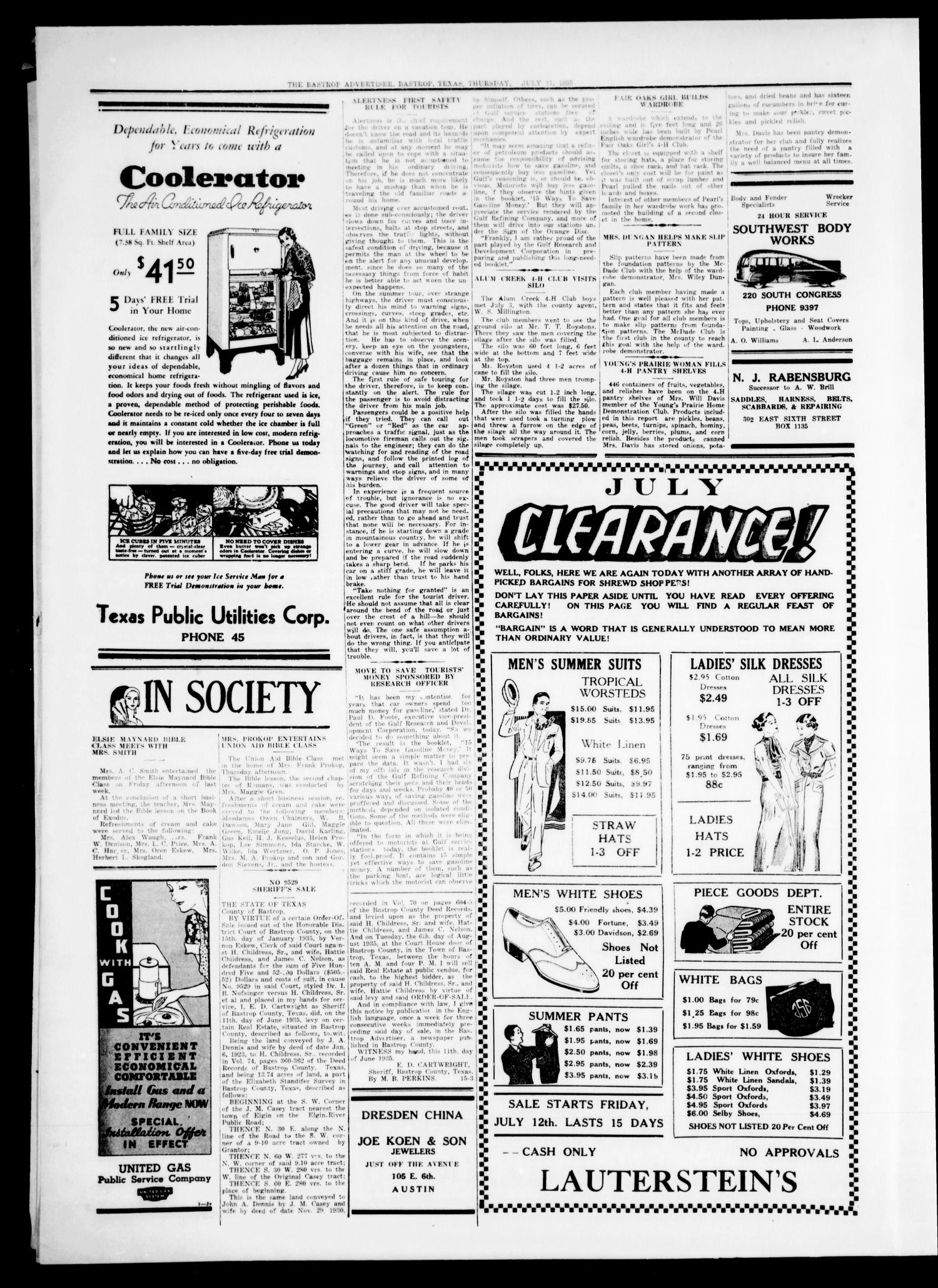 Bastrop Advertiser (Bastrop, Tex.), Vol. 82, No. 16, Ed. 1 Thursday, July 11, 1935
                                                
                                                    [Sequence #]: 2 of 4
                                                