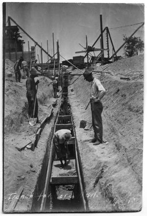 [Photograph of White Rock Lake- Trench for Core Well]