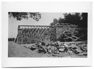 Primary view of object titled '[Photograph of a Building Being Constructed at Tietze Park]'.