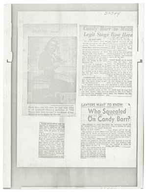 Primary view of object titled '[Newspaper Clippings and Photograph of Candy Barr]'.