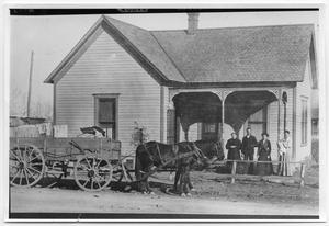 Primary view of object titled '[Pioneer family and wagon]'.