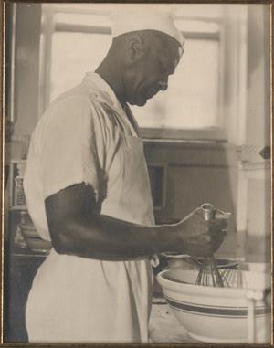 [T. C. Hill in the kitchen at Texas State College for Women, 1944]
