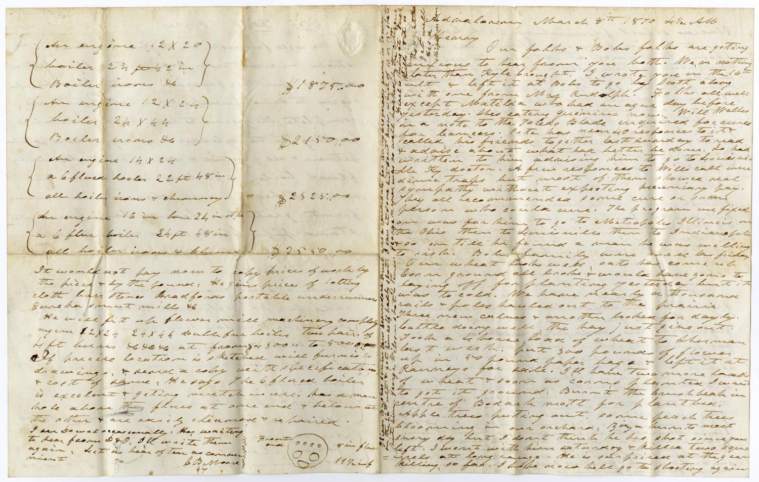 [Letter from  from Charles Moore to Henry Moore, March 8, 1870]
                                                
                                                    [Sequence #]: 1 of 4
                                                