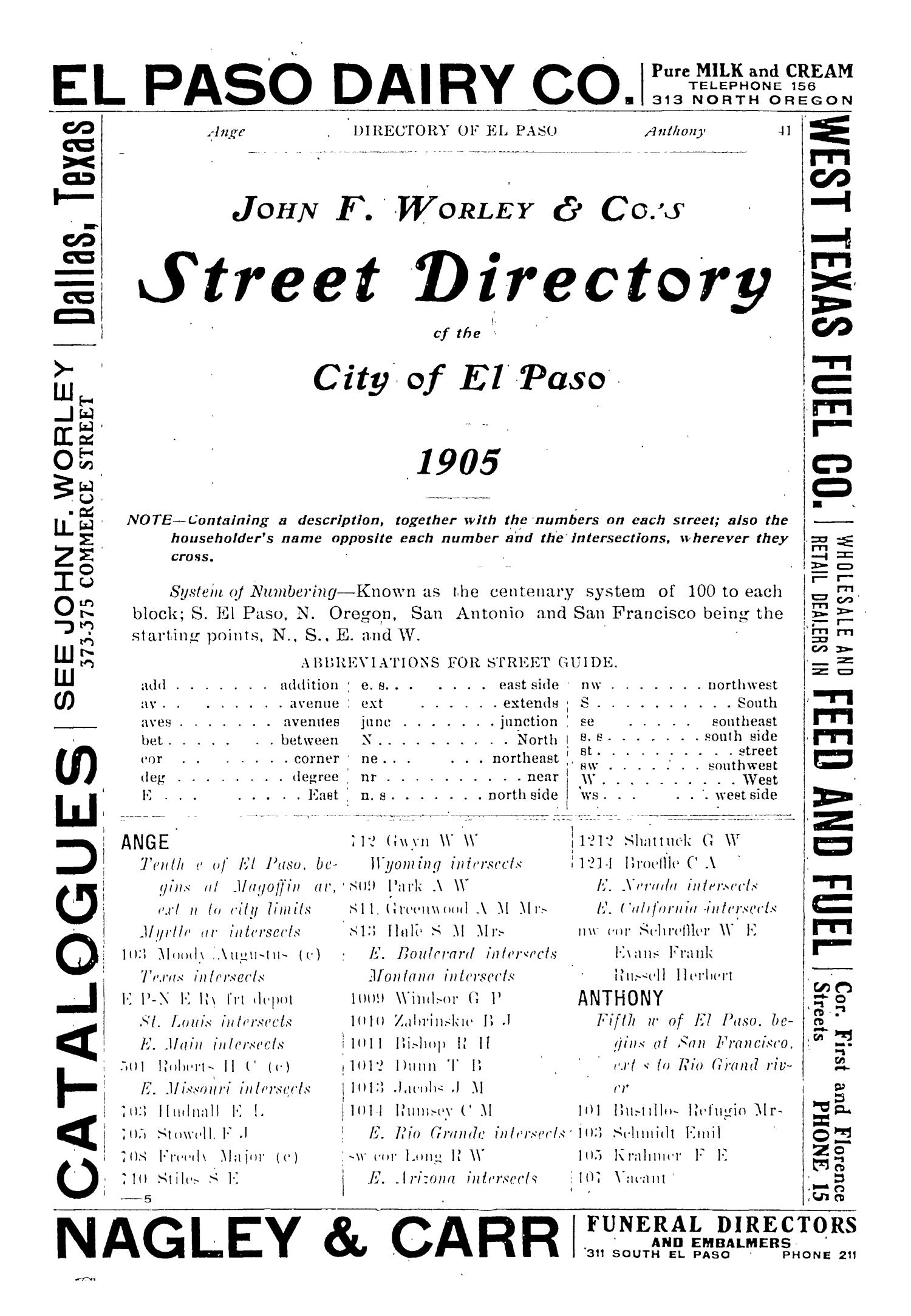 John F. Worley & Co.'s El Paso Directory for 1905
                                                
                                                    41
                                                