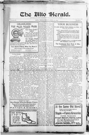 The Alto Herald (Alto, Tex.), Vol. 9, No. 21, Ed. 1 Friday, April 30, 1909