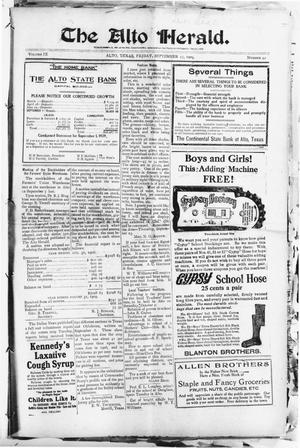 The Alto Herald (Alto, Tex.), Vol. 9, No. 42, Ed. 1 Friday, September 17, 1909